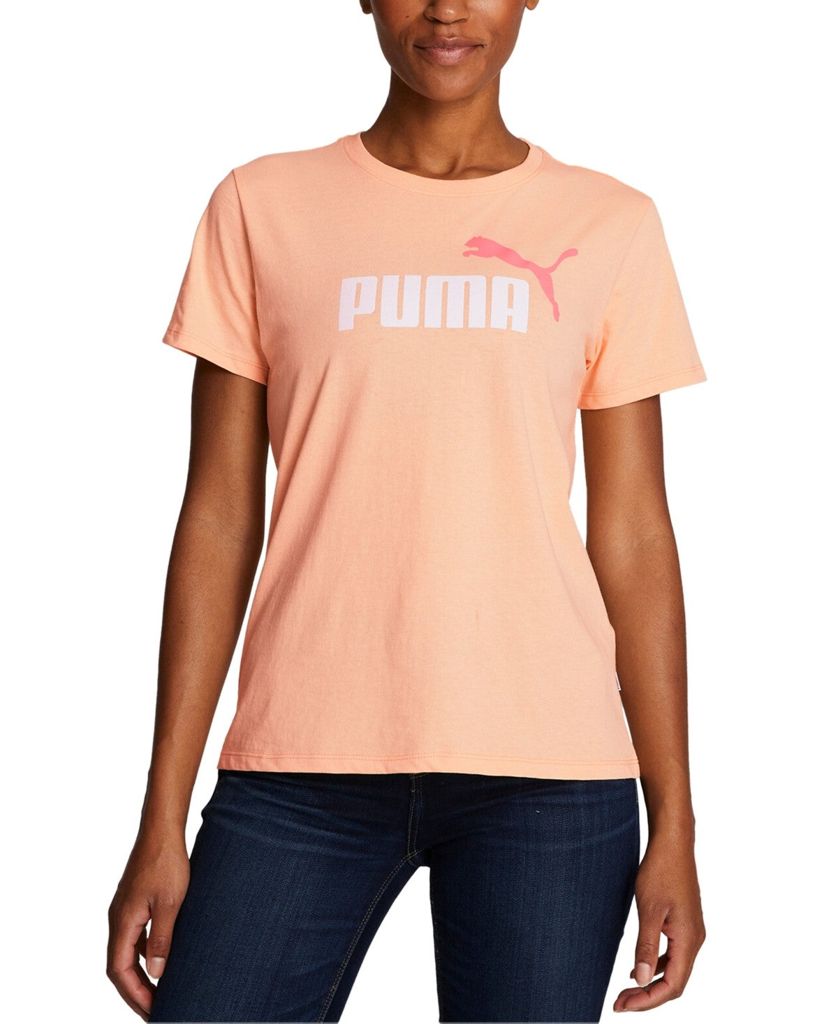 Puma Women Regular fit Short Sleeve T-Shirt Shirt Large Orange Solid