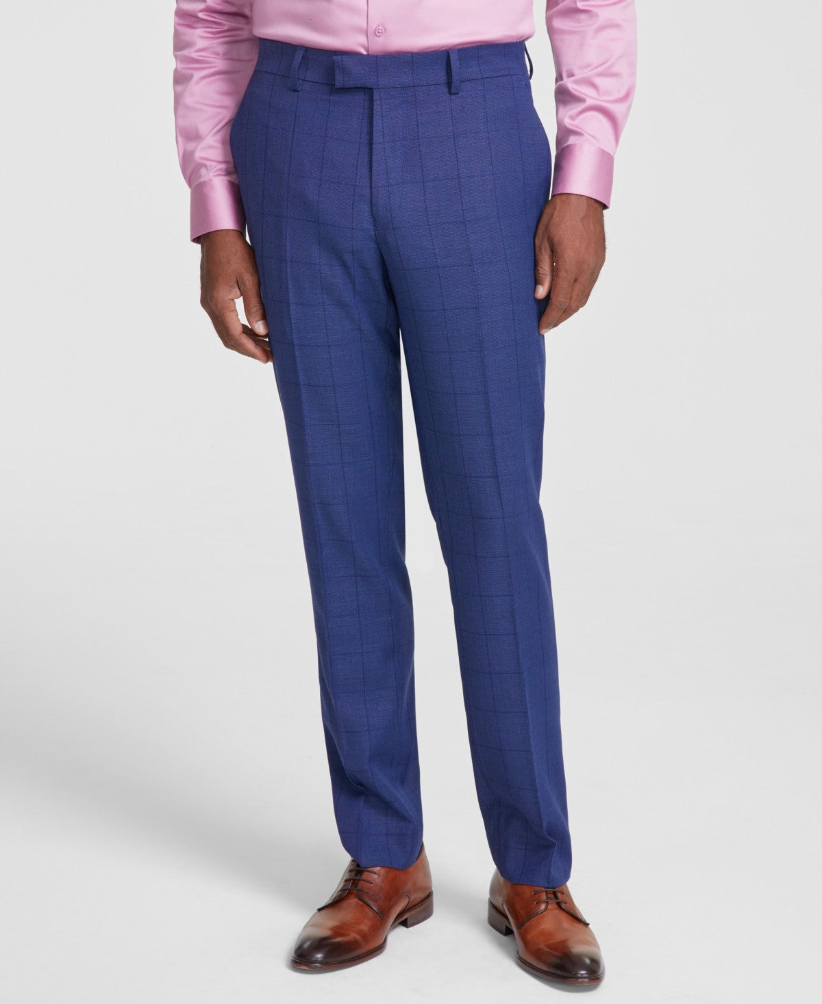 Nick Graham Mens Slim fit 2 Piece Suit 42 L / 36 Waist Blue Plaid Stretch