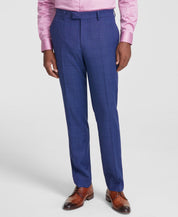 Nick Graham Mens Slim fit 2 Piece Suit 44 L / 38 Waist Navy Blue Check Stretch