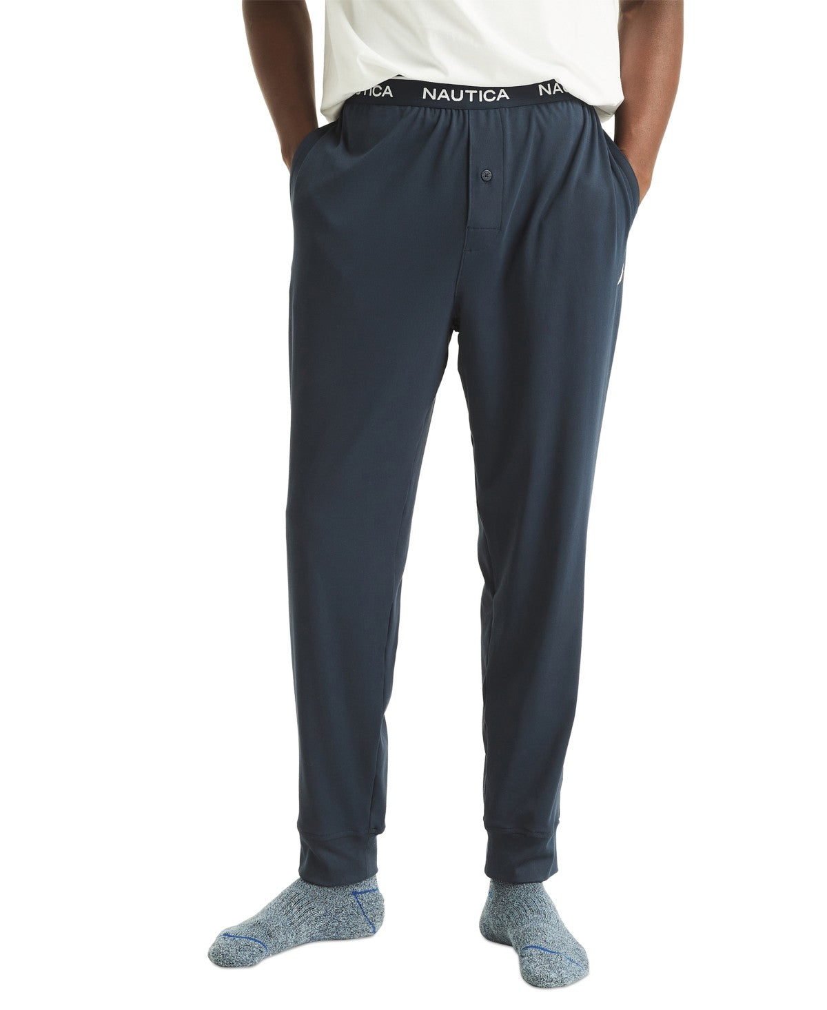 Nautica Mens Classic-Fit Stretch Solid Sleep Joggers Blue Navy XL