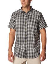 Columbia Men Regular fit Short Sleeve Button-Up Shirt Medium Black Plaid