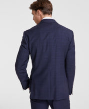 Calvin Klein Mens Slim fit Suit Jacket Blazer 48 R Navy Blue Plaid Stretch