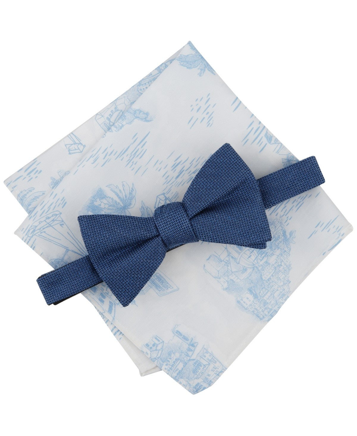 Bar Iii Mens Regular fit Bow Tie Necktie One Size Blue Textured