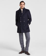 Michael Kors Mens Classic-Fit Wool Peacoat Coat 46 L navy blue W / BIB