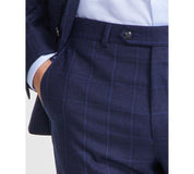 Michael Kors Mens Classic fit Dress Pants 42 / 30 Midnight Blue Plaid Stretch
