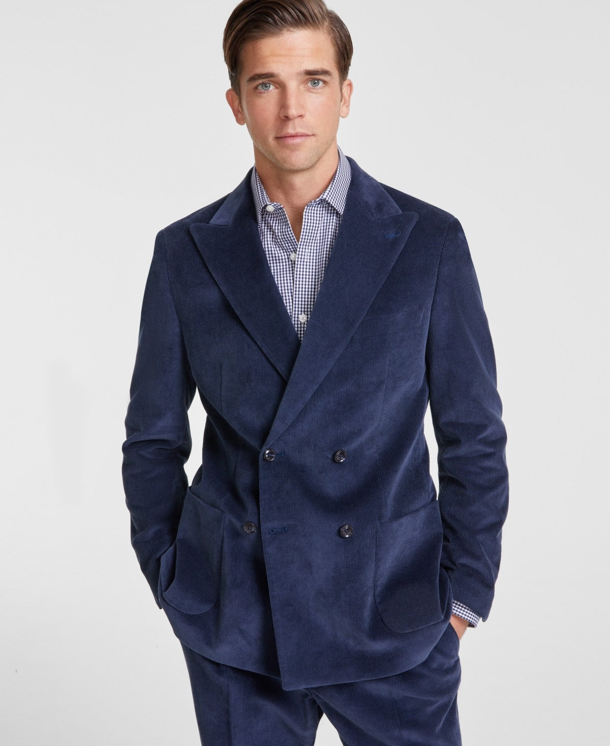 Tommy Hilfiger Mens Modern fit Corduroy Suit Jacket Blazer 48 R Blue Solid