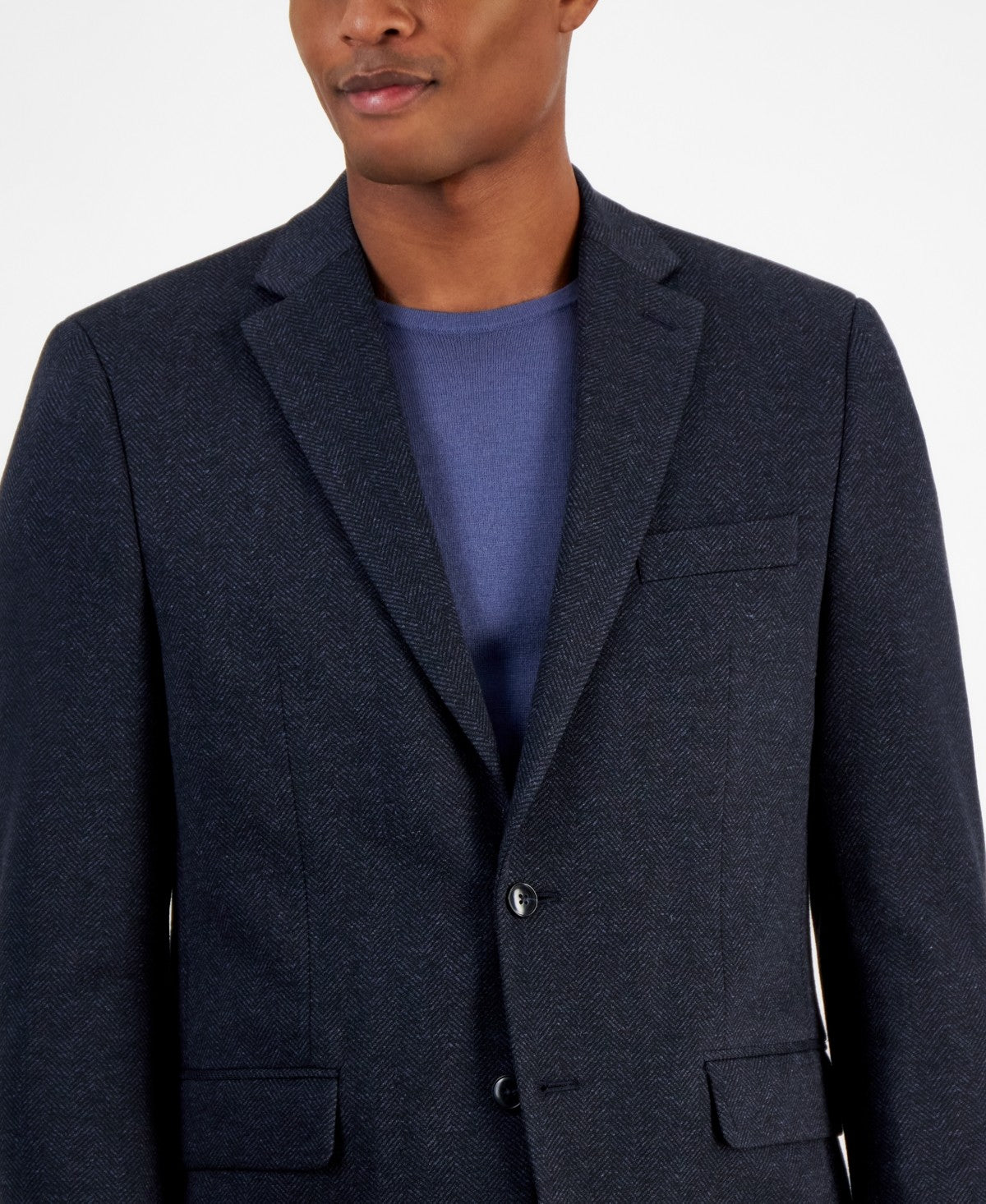 Michael Kors Mens Classic fit Sport Coat Blazer 38 S Navy Blue Herringbone
