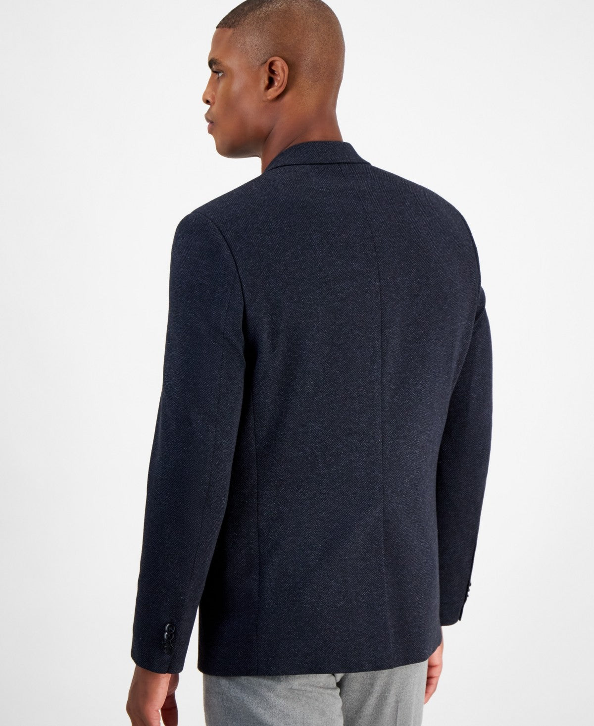 Michael Kors Mens Classic fit Sport Coat Blazer 38 S Navy Blue Herringbone
