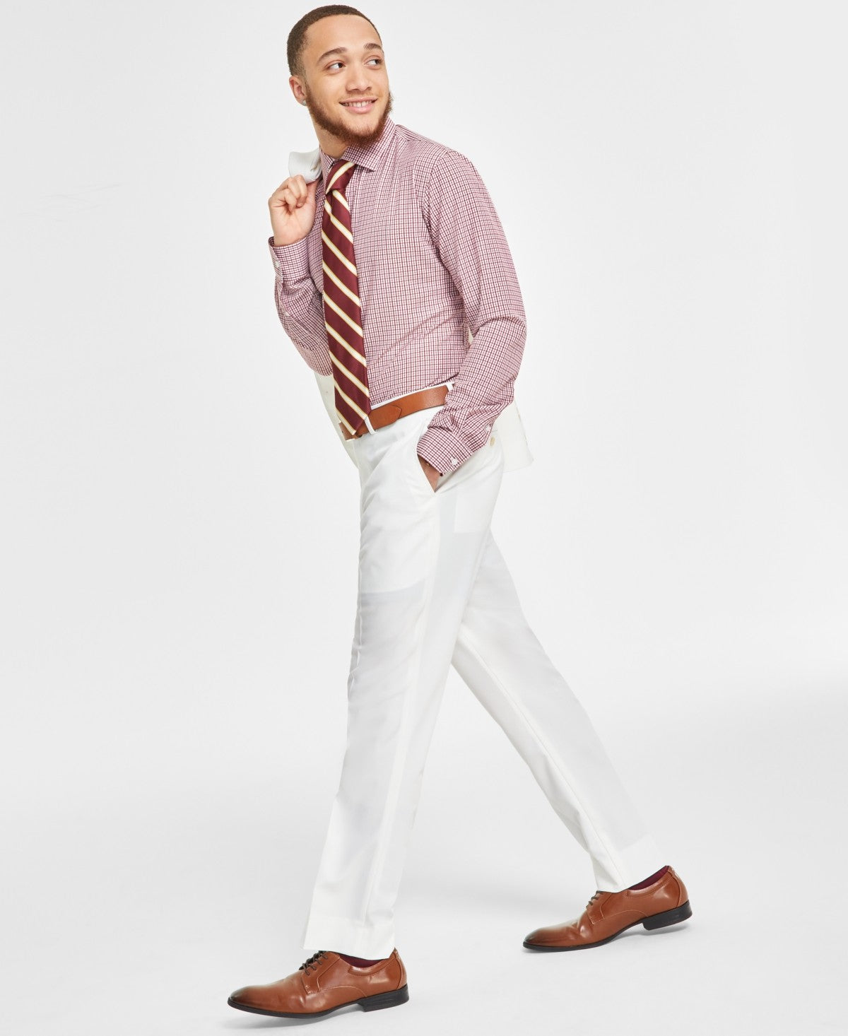 Tayion Mens Classic fit Dress Pants 34 / 32 White Solid