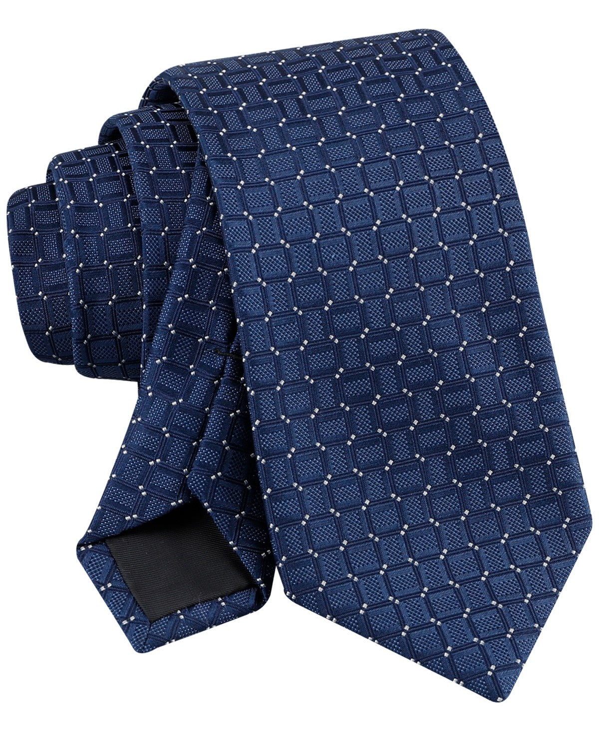 Calvin Klein Mens Kinzie Geo-Pattern Neck Tie Navy