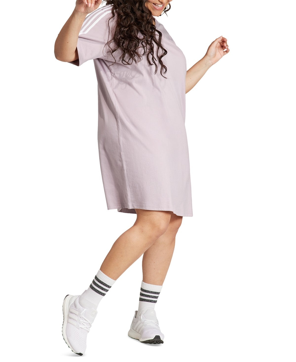 Adidas Womens Regular fit Short Sleeve T-Shirt Dress 1X Pink Solid
