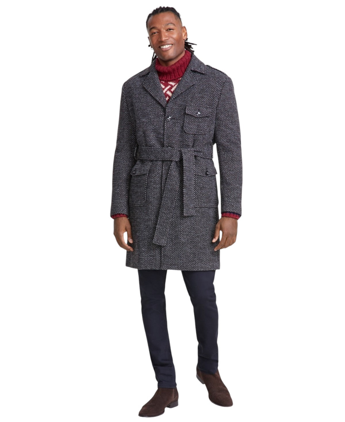Tayion Collection Mens Classic fit Overcoat Coat 44 S Grey