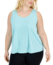 ID Ideology Womens Regular fit Sleeveless Tank Top Shirt 3X Blue Solid