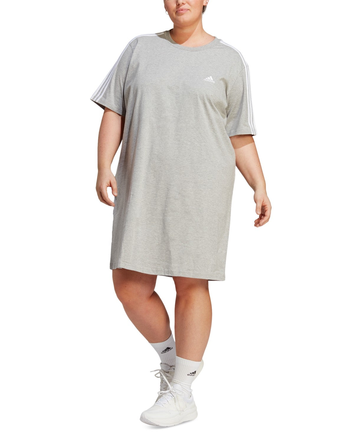 Adidas Womens Regular fit Short Sleeve T-Shirt Dress 3X Grey Solid