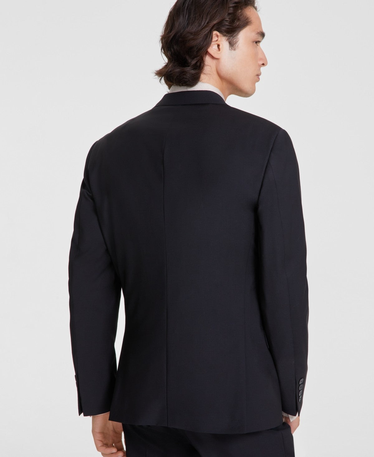 Calvin Klein Mens Slim fit Suit Jacket Blazer 48 L Black Solid Stretch