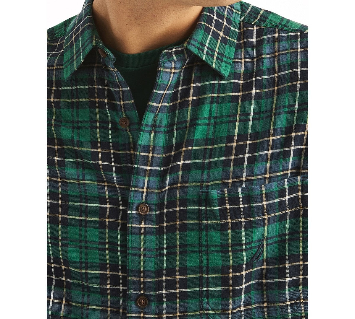 Nautica Mens Classic fit Long Sleeve Button-Up Shirt XXL Green Plaid