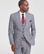 TAYION Mens Classic fit Suit Jacket Blazer 42 L Black Red White Plaid