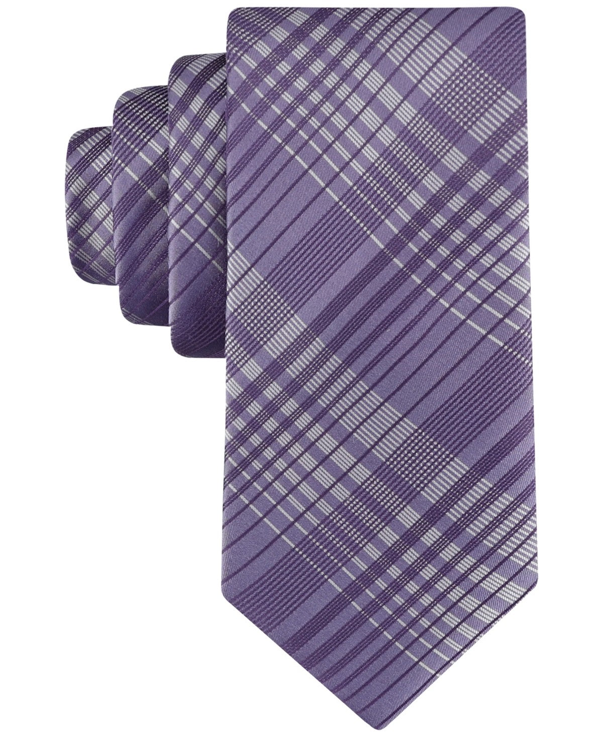 Calvin Klein Mens Ashland Plaid Neck Tie Purple