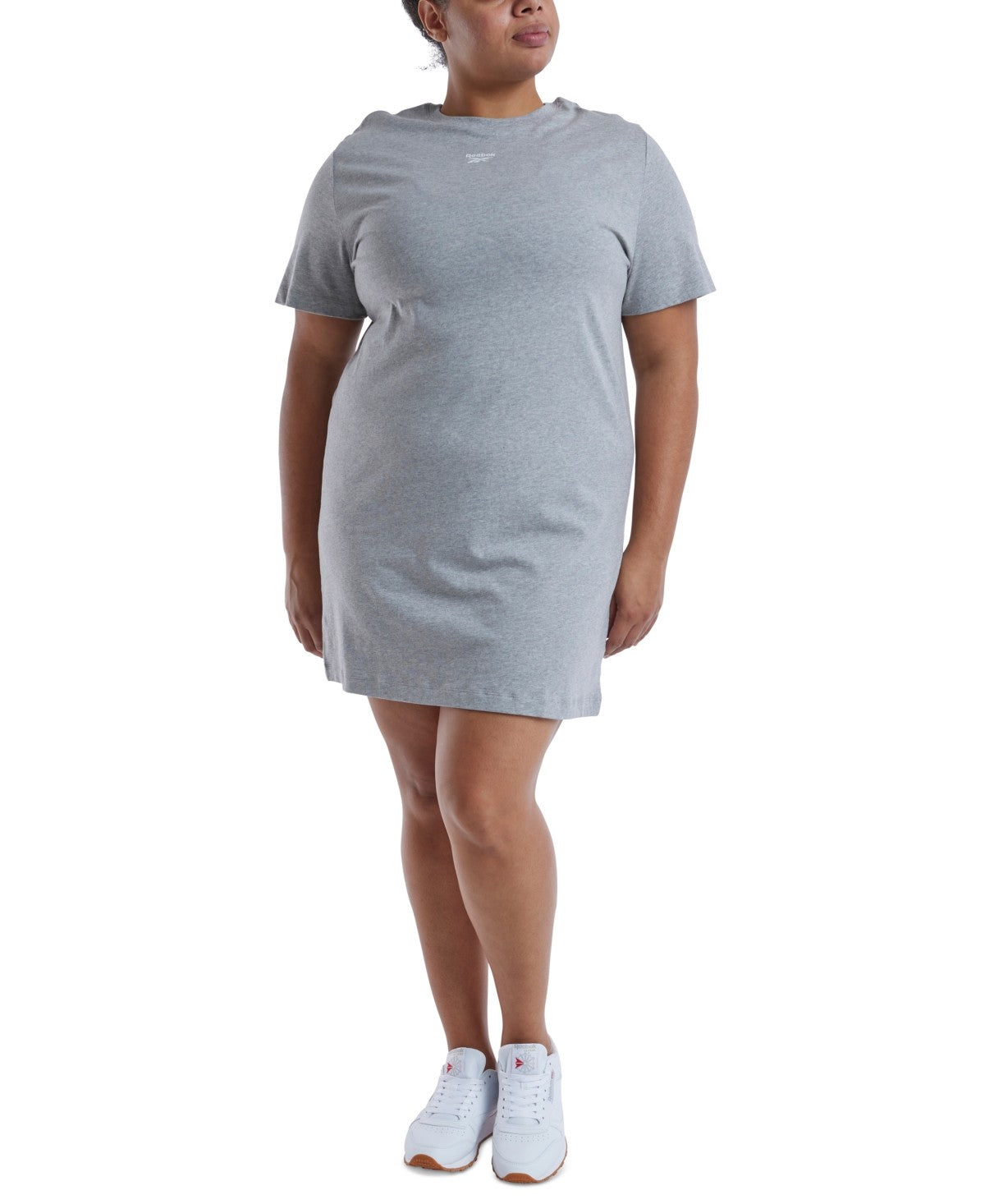 Reebok Women Regular fit Short Sleeve T-Shirt Dress 3X Grey Solid