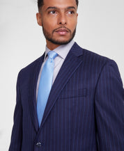 Michael Kors Mens Classic fit Suit Jacket Blazer 46 L Navy Blue Striped Stretch