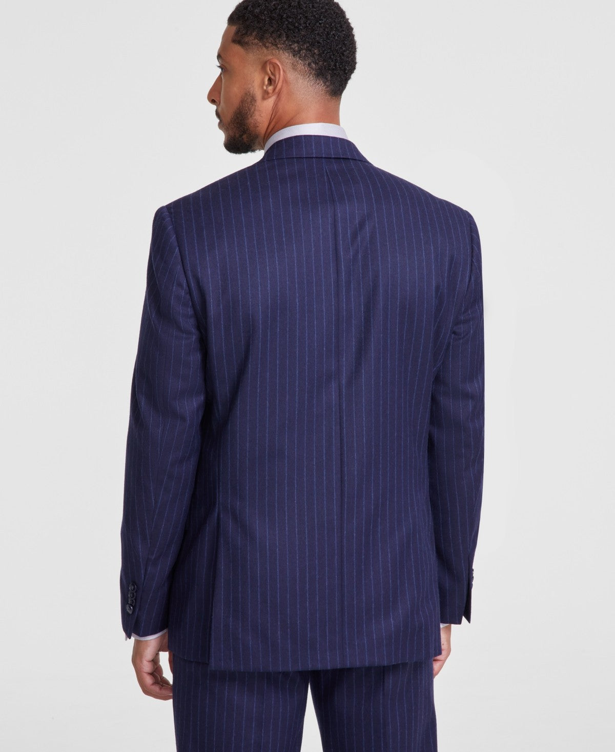 Michael Kors Mens Classic fit Suit Jacket Blazer 46 L Navy Blue Striped Stretch