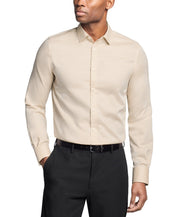 Michael Kors Mens Slim fit Dress Shirt Medium 15-15.5 34-35 Beige Solid