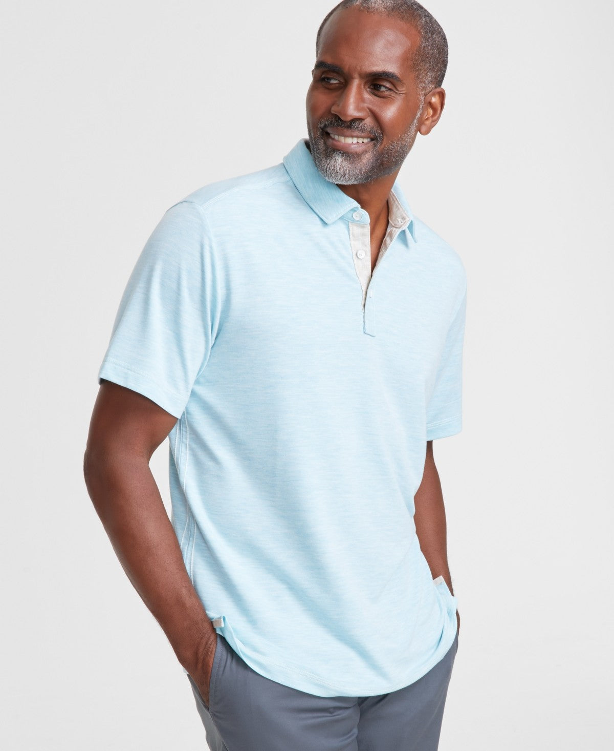 Tommy Bahama Mens Regular fit Short Sleeve Polo Shirt Medium Grey Solid