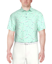 Pga Tour Men Regular fit Short Sleeve Polo Shirt Small Blue Stretch