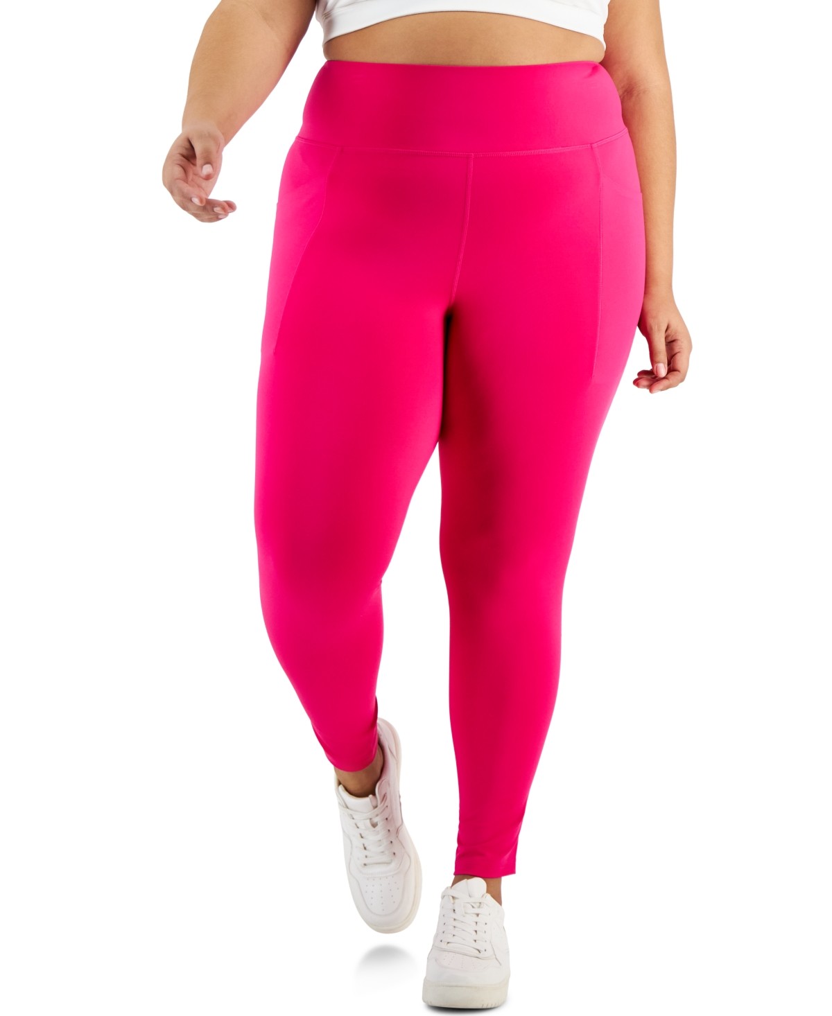 ID Ideology Women Regular fit Compression Cropped Leggings 2X Pink Solid