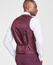 Bar Iii Mens Slim fit Button-Up Suit Vest Medium Red Solid Wool