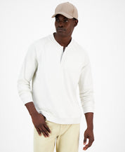 Alfani Mens Regular fit Long Sleeve Quarter zip Shirt Medium White