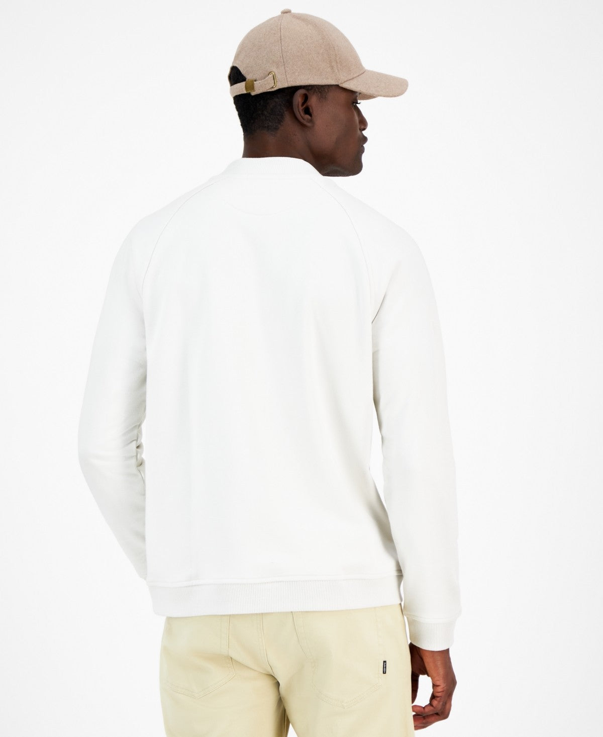 Alfani Mens Regular fit Long Sleeve Quarter zip Shirt Medium White