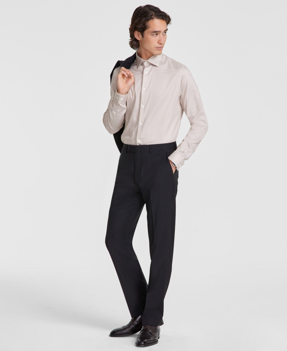 Calvin Klein Mens Slim fit Wool Dress Pants 40 / 30 Black Solid
