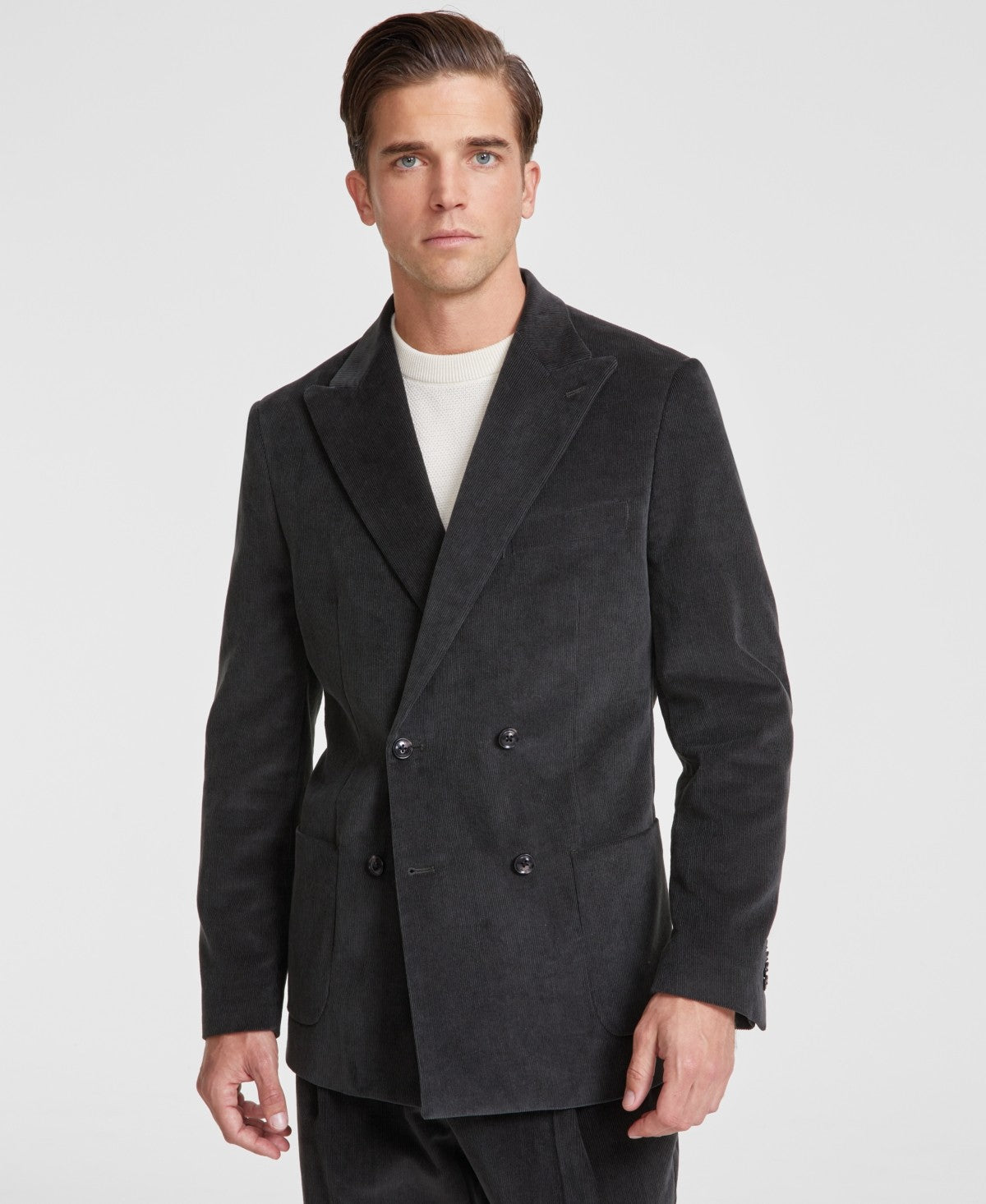 Tommy Hilfiger Mens Modern Fit Double Breasted Corduroy Suit Jacket 40 R Green
