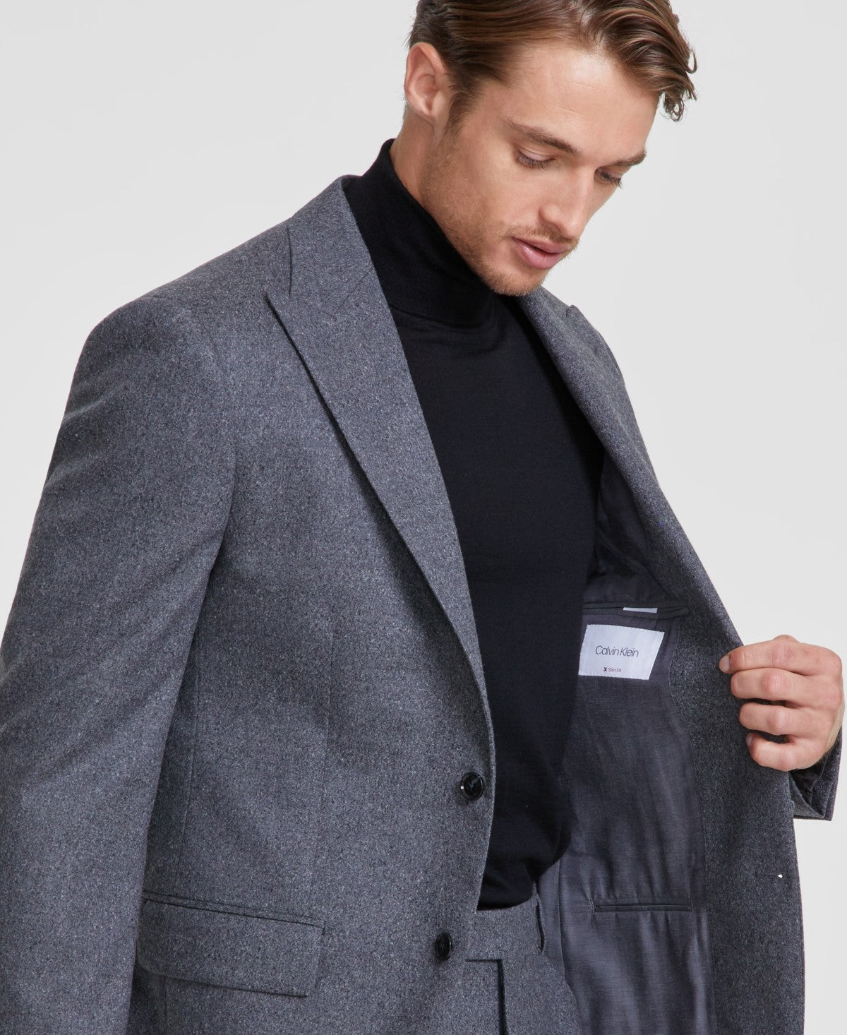 Calvin Klein Mens Slim fit Suit Jacket Blazer 44 L Charcoal Grey Solid