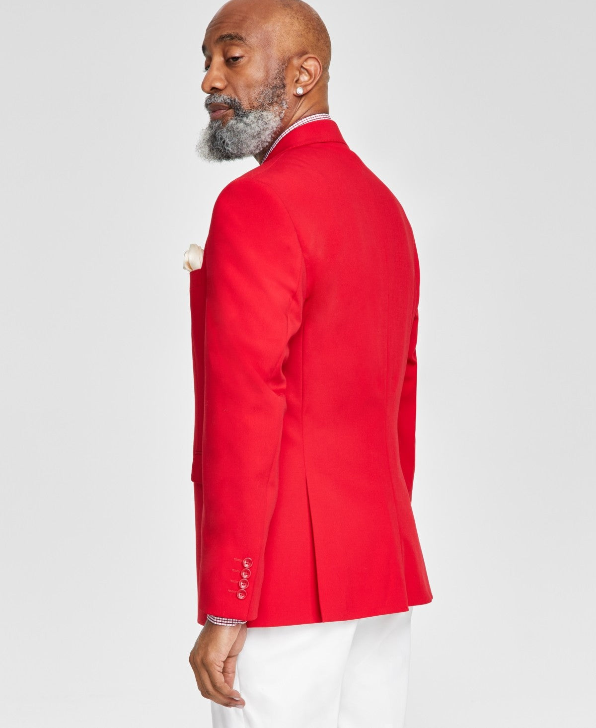 Tayion Mens Classic fit Sport Coat Blazer 46 R Bright Red Solid Stretch