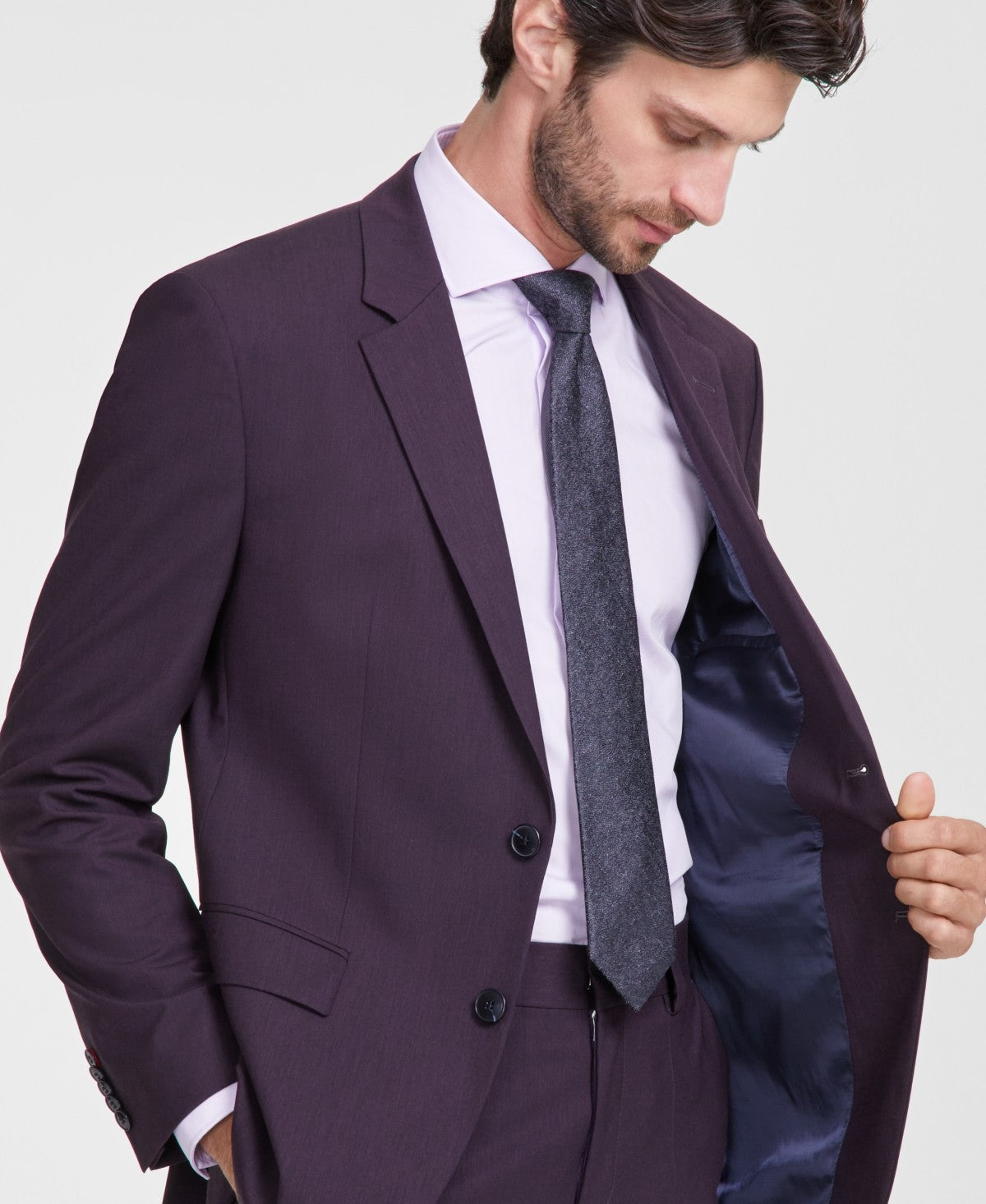 Hugo Boss Purple Modern-Fit Suit Jacket 36S 36SUS