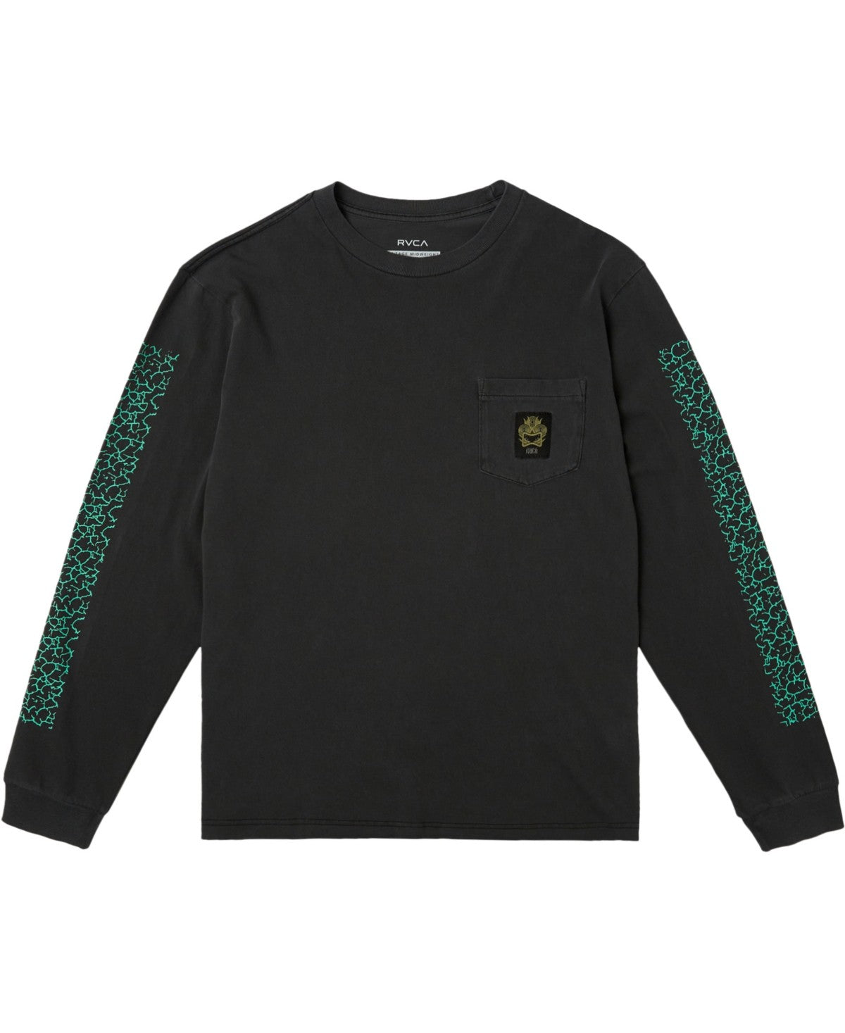 Rvca Mens Regular fit Long Sleeve T-Shirt Shirt Small Black Solid