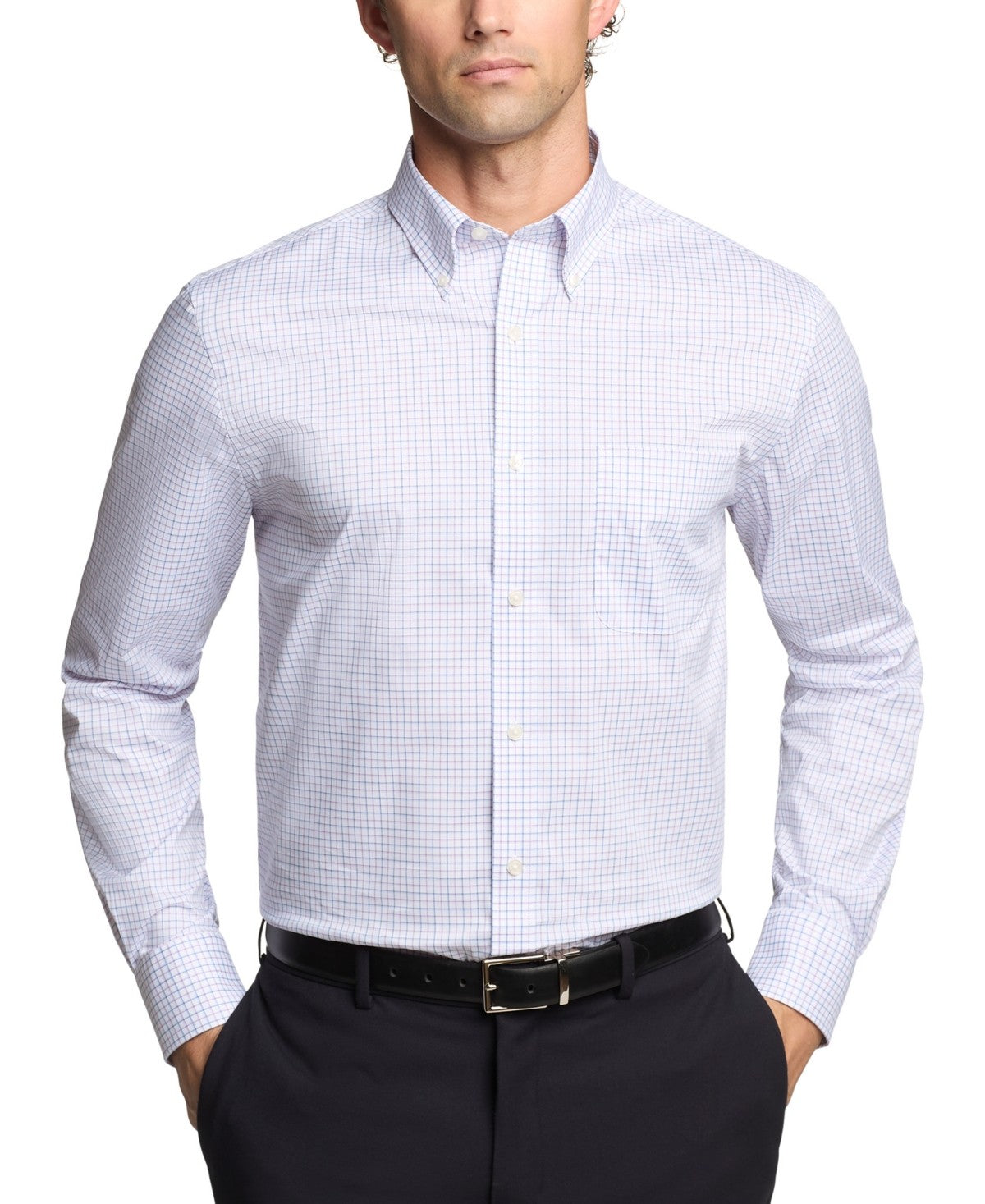 Tommy Hilfiger Mens Regular fit Dress Shirt XL 17.5 in 34-35 Purple Check