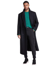 Hugo Boss Mens Modern-Fit Wool Blend Double Breasted Overcoat Coat Small Black