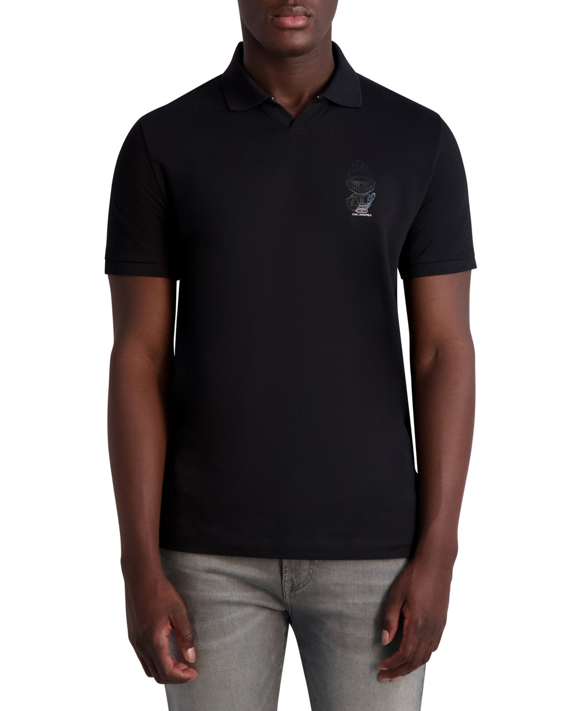 Karl Lagerfeld Paris Mens Slim fit Short Sleeve T-Shirt Shirt Large Black Solid