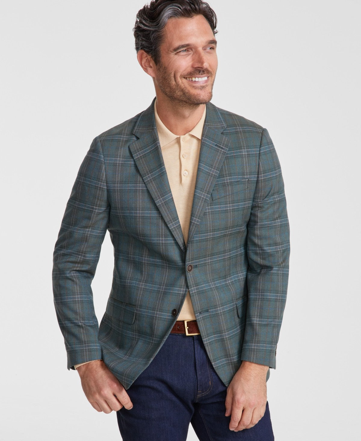 Nautica Mens Modern fit Sport Coat Blazer 42 R Green Plaid