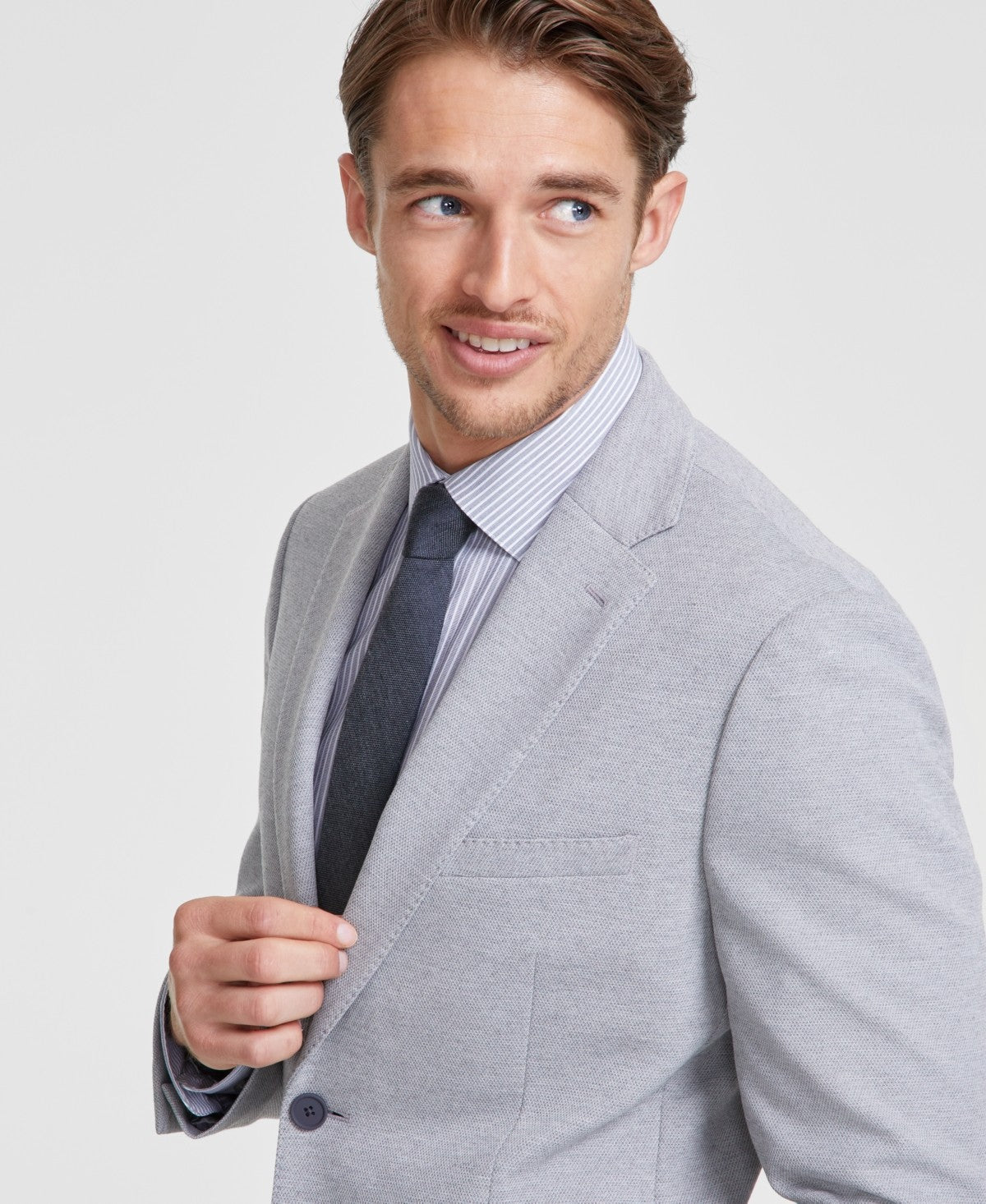 Calvin Klein Mens Slim fit Sport Coat Blazer 36 S Light Grey Solid Stretch