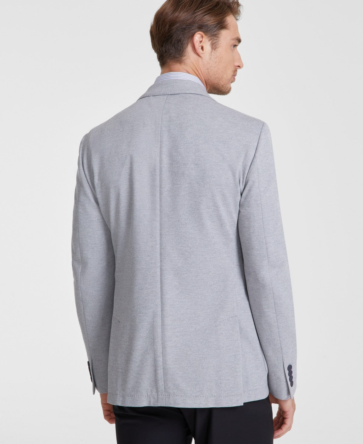 Calvin Klein Mens Slim fit Sport Coat Blazer 40 L Knit Light Gray Solid