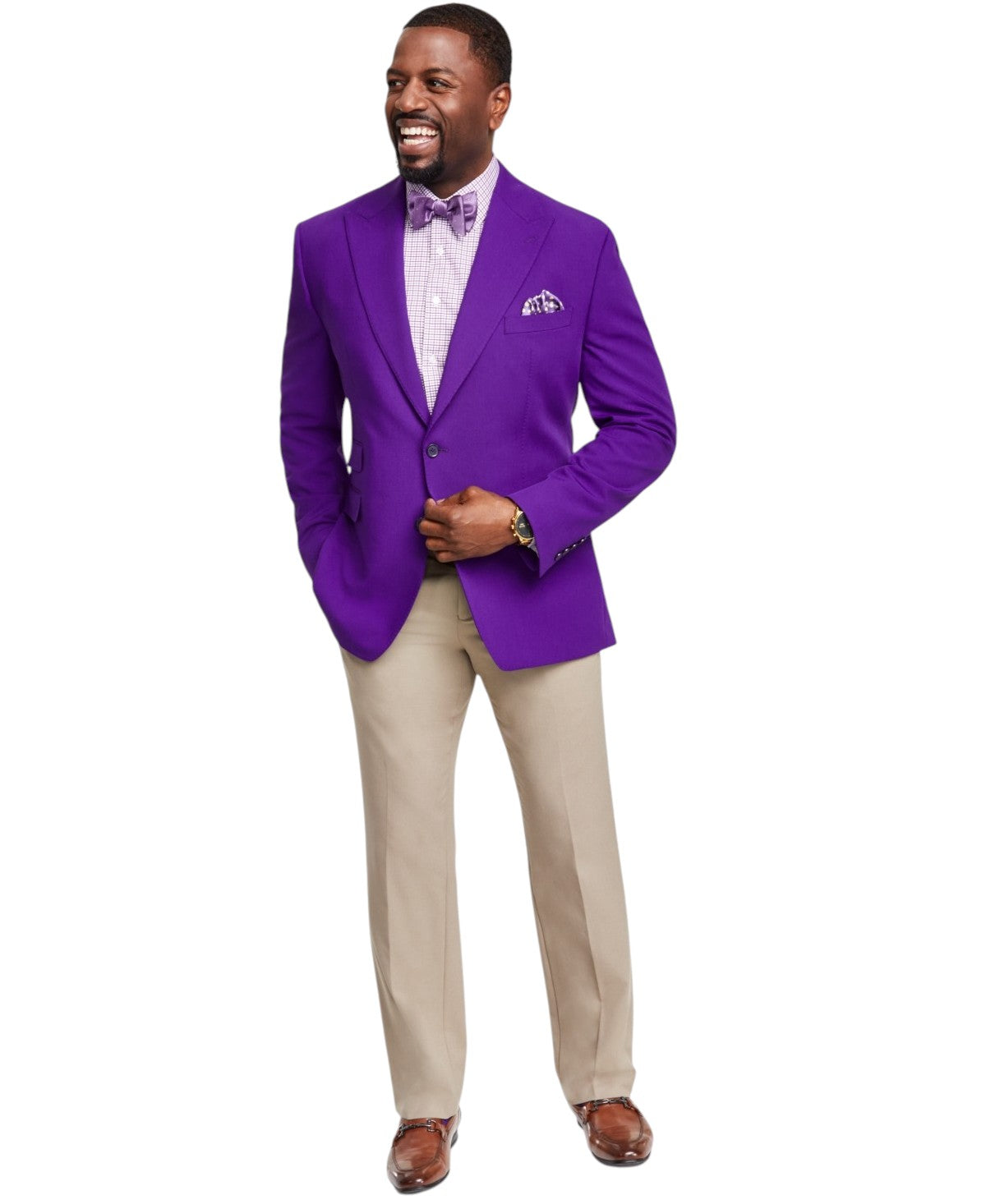 Tayion Mens Classic fit Sport Coat Blazer 50 L Purple Solid