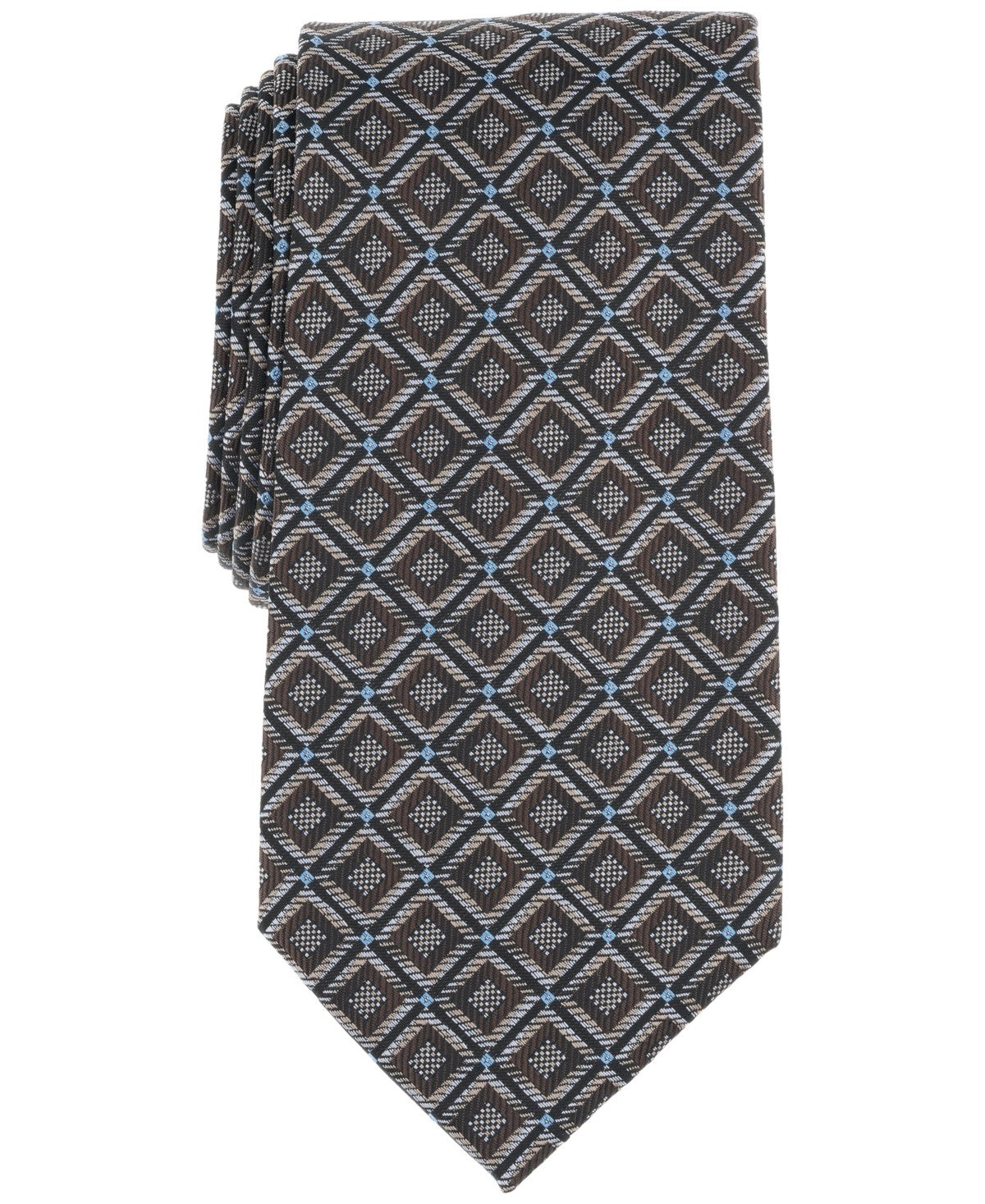Perry Ellis Mens Williams Classic Geo Neck Tie Beige Taupe