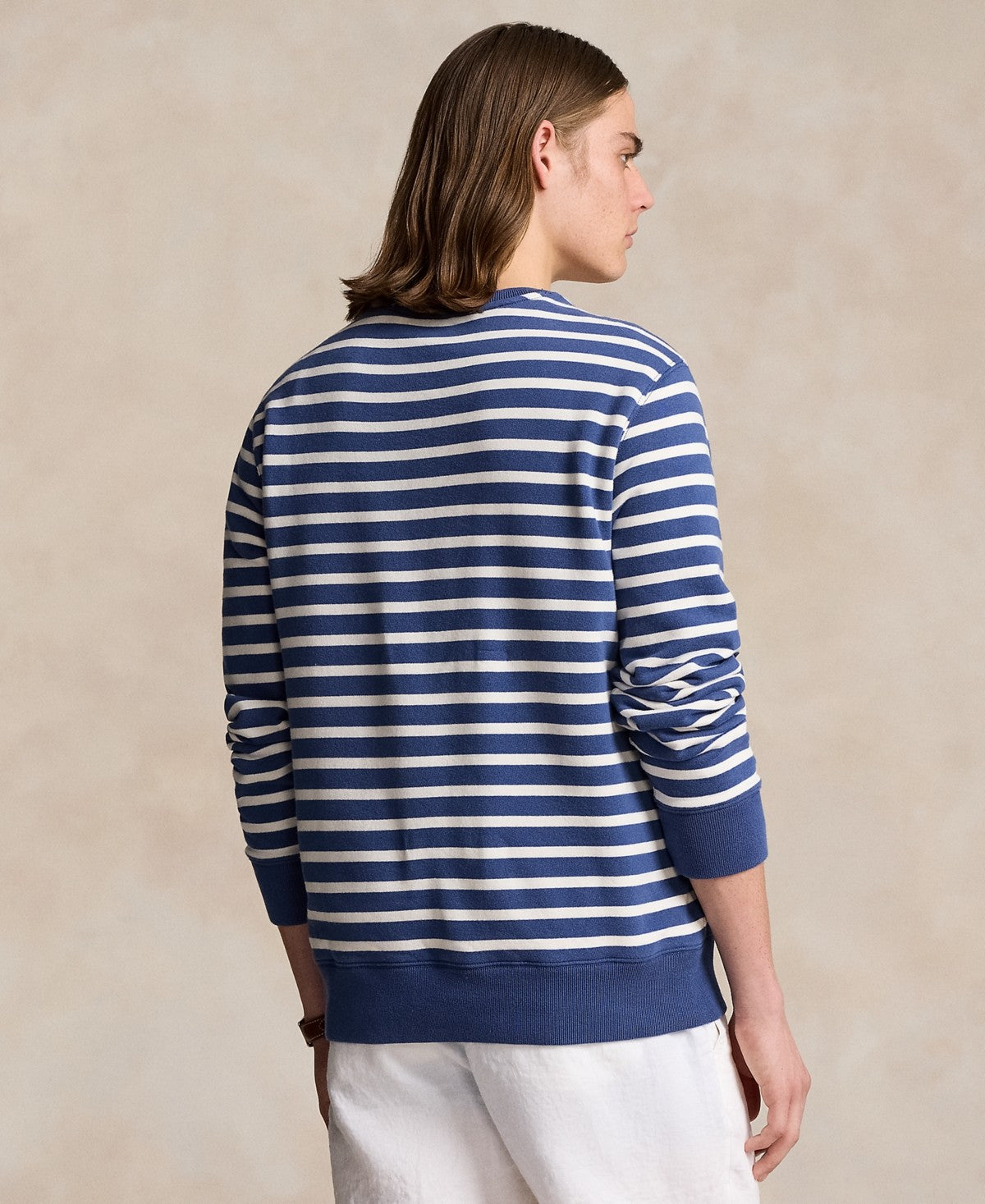 Polo Ralph Lauren Mens Polo Bear Striped Fleece Crewneck Sweater Blue White XXL