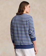 Polo Ralph Lauren Mens Polo Bear Striped Fleece Crewneck Sweater Blue White XXL