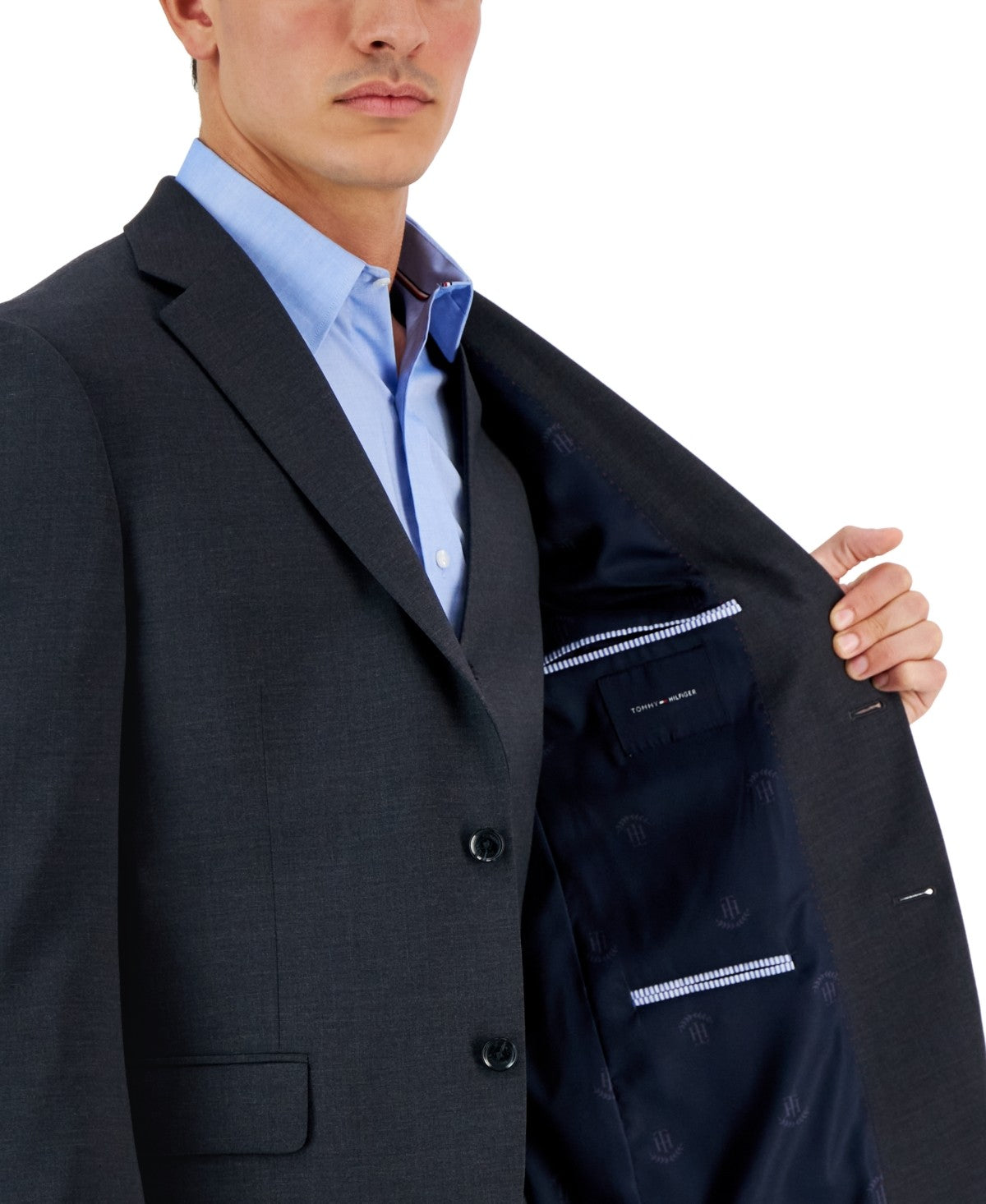 Tommy Hilfiger Mens Modern fit Suit Jacket Blazer 46 S Charcoal Grey Stretch
