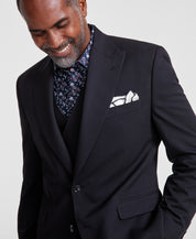 Tayion Mens Classic fit Suit Jacket Blazer 38 S Black Solid